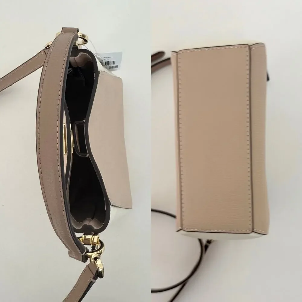 Kate Spade Beige and Cream Mini Top-Handle Crossbody with Gold Hardware